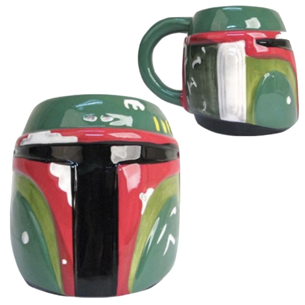 Boba Fett Helmet Head Star Wars Coffee Cup Mug Intentionally Distressed Look